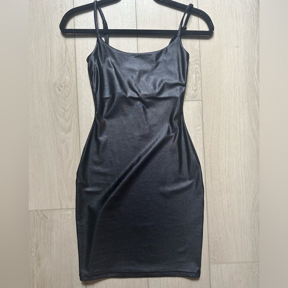 SKIMS SHINE JERSEY MINI DRESS in Onyx NWT